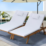 GARDEON 2X SUN LOUNGE WOODEN LOUNGER OUTDOOR FURNITURE DAY