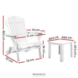 GARDEON 3PC ADIRONDACK OUTDOOR TABLE AND CHAIRS WOODEN