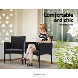 GARDEON 3PC BISTRO SET OUTDOOR FURNITURE RATTAN TABLE