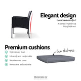 GARDEON 3PC BISTRO SET OUTDOOR FURNITURE RATTAN TABLE
