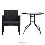 GARDEON 3PC BISTRO SET OUTDOOR FURNITURE RATTAN TABLE