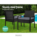 GARDEON 3PC BISTRO SET OUTDOOR FURNITURE RATTAN TABLE