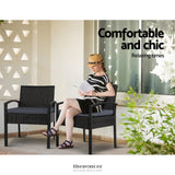 GARDEON 3PC BISTRO SET OUTDOOR FURNITURE RATTAN TABLE