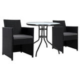 GARDEON 3PC BISTRO SET OUTDOOR FURNITURE RATTAN TABLE