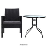 GARDEON 3PC BISTRO SET OUTDOOR FURNITURE RATTAN TABLE