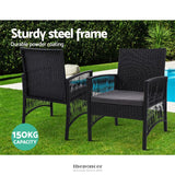 GARDEON 3PC BISTRO SET OUTDOOR FURNITURE RATTAN TABLE