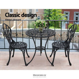 GARDEON 3PC OUTDOOR SETTING BISTRO SET CHAIRS TABLE CAST