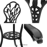 GARDEON 3PC OUTDOOR SETTING BISTRO SET CHAIRS TABLE CAST