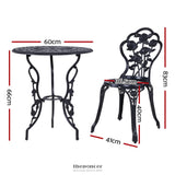 GARDEON 3PC OUTDOOR SETTING BISTRO SET CHAIRS TABLE CAST
