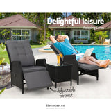 GARDEON 3PC RECLINER CHAIRS TABLE SUN LOUNGE OUTDOOR