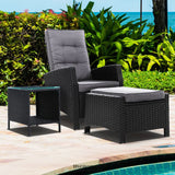 GARDEON 3PC RECLINER CHAIRS TABLE SUN LOUNGE WICKER OUTDOOR