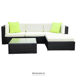 GARDEON 5-PIECE OUTDOOR SOFA SET WICKER COUCH LOUNGE