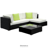 GARDEON 5-PIECE OUTDOOR SOFA SET WICKER COUCH LOUNGE