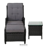 GARDEON 5PC RECLINER CHAIRS TABLE SUN LOUNGE WICKER OUTDOOR