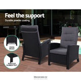 GARDEON 5PC RECLINER CHAIRS TABLE SUN LOUNGE WICKER OUTDOOR