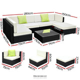 GARDEON 7-PIECE OUTDOOR SOFA SET WICKER COUCH LOUNGE