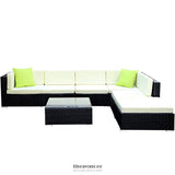GARDEON 7-PIECE OUTDOOR SOFA SET WICKER COUCH LOUNGE