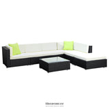 GARDEON 7-PIECE OUTDOOR SOFA SET WICKER COUCH LOUNGE