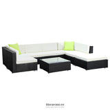 GARDEON 8-PIECE OUTDOOR SOFA SET WICKER COUCH LOUNGE