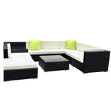 GARDEON 9-PIECE OUTDOOR SOFA SET WICKER COUCH LOUNGE