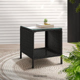 GARDEON COFFEE SIDE TABLE WICKER DESK RATTAN OUTDOOR