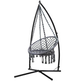 GARDEON HAMMOCK CHAIR WITH STEEL STAND MACRAME OUTDOOR