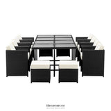 GARDEON OUTDOOR DINING SET 13 PIECE WICKER TABLE CHAIRS
