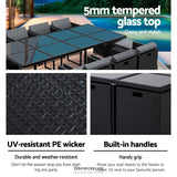 GARDEON OUTDOOR DINING SET 13 PIECE WICKER TABLE CHAIRS