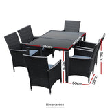 GARDEON OUTDOOR DINING SET 7 PIECE WICKER LOUNGE SETTING