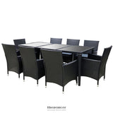 GARDEON OUTDOOR DINING SET 9 PIECE WICKER LOUNGE SETTING