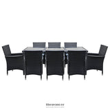 GARDEON OUTDOOR DINING SET 9 PIECE WICKER LOUNGE SETTING