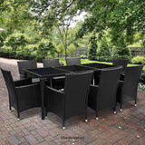 GARDEON OUTDOOR DINING SET 9 PIECE WICKER LOUNGE SETTING