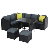 GARDEON OUTDOOR DINING SET ALUMINUM TABLE CHAIRS WICKER