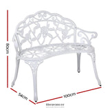 GARDEON OUTDOOR GARDEN BENCH SEAT 100CM CAST ALUMINIUM