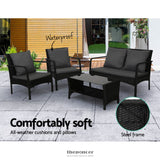 GARDEON OUTDOOR SOFA SET LOUNGE SETTING WICKER TABLE