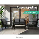 GARDEON OUTDOOR SOFA SET LOUNGE SETTING WICKER TABLE