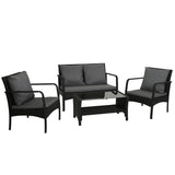 GARDEON OUTDOOR SOFA SET LOUNGE SETTING WICKER TABLE