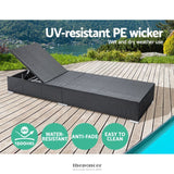 GARDEON SUN LOUNGE WICKER LOUNGER OUTDOOR FURNITURE DAY BED