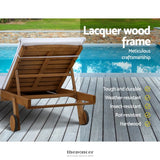 GARDEON SUN LOUNGE WOODEN LOUNGER OUTDOOR FURNITURE DAY BED