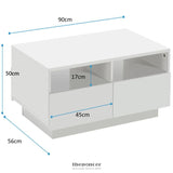 HIGH GLOSS WHITE LED COFFEE TABLE WITH 4 DRAWERS