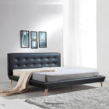 KING PU LEATHER DELUXE BED FRAME BLACK