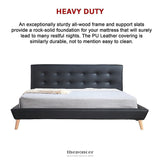 KING PU LEATHER DELUXE BED FRAME BLACK