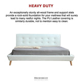 KING PU LEATHER DELUXE BED FRAME WHITE