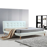 KING PU LEATHER DELUXE BED FRAME WHITE