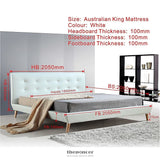 KING PU LEATHER DELUXE BED FRAME WHITE