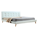 KING PU LEATHER DELUXE BED FRAME WHITE