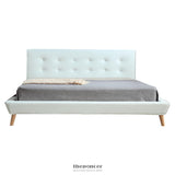 KING PU LEATHER DELUXE BED FRAME WHITE