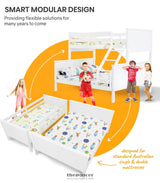 KINGSTON SLUMBER BUNK BED FRAME MODULAR SINGLE WHITE WOOD