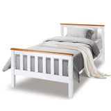 KINGSTON SLUMBER SINGLE WOODEN BED FRAME BASE WHITE TIMBER