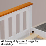 KINGSTON SLUMBER SINGLE WOODEN BED FRAME BASE WHITE TIMBER